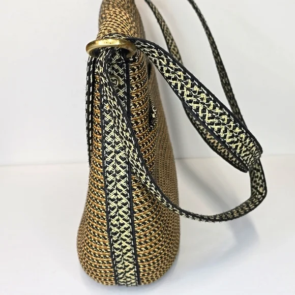 Eric Javits Squishee Tan Crossbody Bag with Rounded Shape and Decorative Trim - Picture 5 of 5